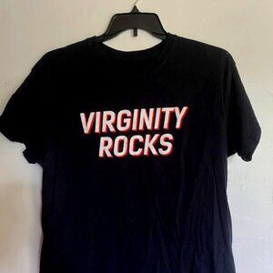 Young Men's Virginity Rocks Black T-Shirt - Size Large - 100% Cotton